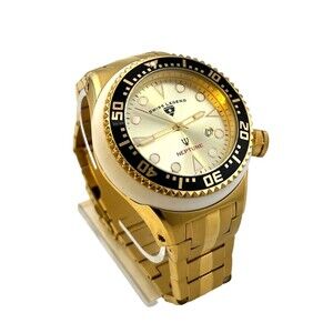 SWISS LEGEND Neptune Men's Wrist Watch 52mm Quartz Gold Tone Stainless White